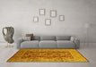 Machine Washable Oriental Yellow Industrial Rug in a Living Room, wshurb3225yw