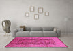 Machine Washable Oriental Pink Industrial Rug in a Living Room, wshurb3225pnk