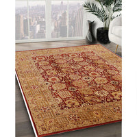 Mid-Century Modern Orange Oriental Rug, urb3225