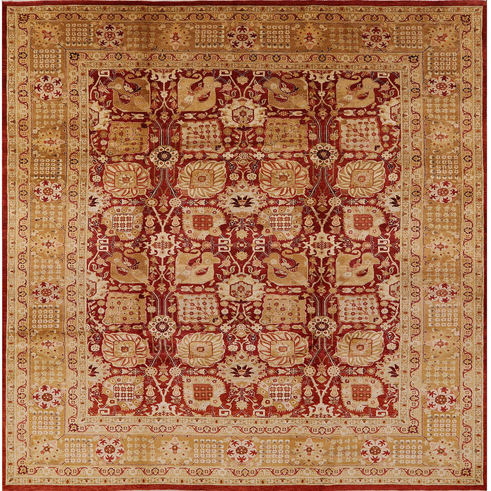 Square Mid-Century Modern Orange Oriental Rug, urb3225