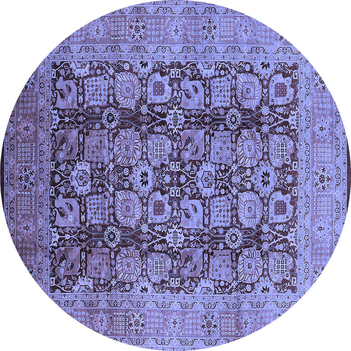 Round Machine Washable Oriental Blue Industrial Rug, wshurb3225blu
