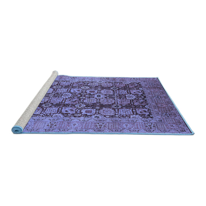 Sideview of Machine Washable Oriental Blue Industrial Rug, wshurb3225blu