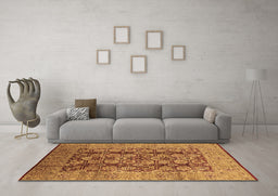Machine Washable Oriental Brown Industrial Rug in a Living Room,, wshurb3225brn