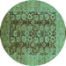 Round Oriental Turquoise Industrial Rug, urb3225turq