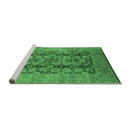 Sideview of Machine Washable Oriental Emerald Green Industrial Area Rugs, wshurb3225emgrn
