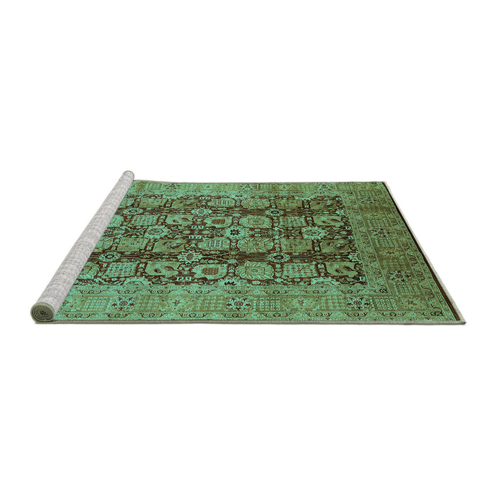 Sideview of Machine Washable Oriental Turquoise Industrial Area Rugs, wshurb3225turq