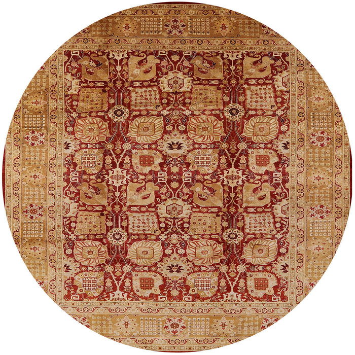 Round Machine Washable Industrial Modern Orange Rug, wshurb3225