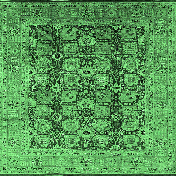 Square Machine Washable Oriental Emerald Green Industrial Area Rugs, wshurb3225emgrn