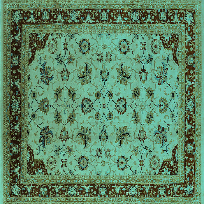 Square Oriental Turquoise Industrial Rug, urb3226turq