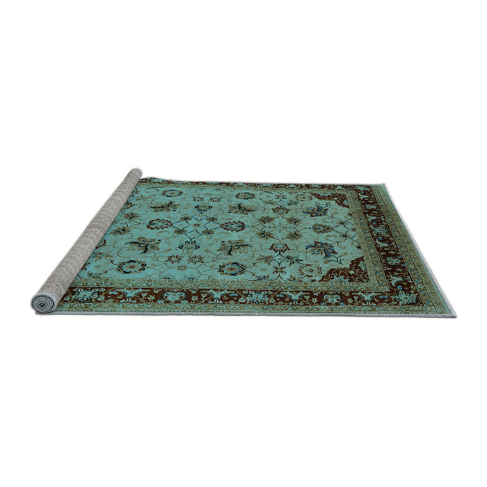 Sideview of Machine Washable Oriental Light Blue Industrial Rug, wshurb3226lblu