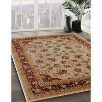 Mid-Century Modern Mahogany Brown Oriental Rug, urb3226