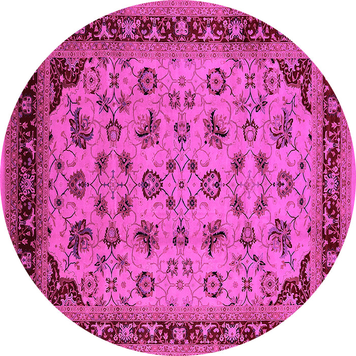 Round Machine Washable Oriental Pink Industrial Rug, wshurb3226pnk