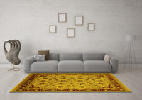 Machine Washable Oriental Yellow Industrial Rug, wshurb3226yw