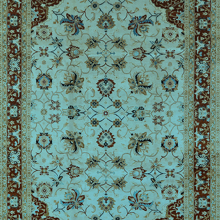 Machine Washable Oriental Light Blue Industrial Rug, wshurb3226lblu