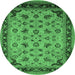 Round Oriental Emerald Green Industrial Rug, urb3226emgrn