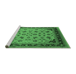 Sideview of Machine Washable Oriental Emerald Green Industrial Area Rugs, wshurb3226emgrn