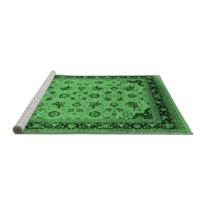 Sideview of Machine Washable Oriental Emerald Green Industrial Area Rugs, wshurb3226emgrn