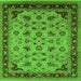 Square Machine Washable Oriental Green Industrial Area Rugs, wshurb3226grn