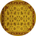 Round Oriental Yellow Industrial Rug, urb3226yw