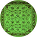 Round Machine Washable Oriental Green Industrial Area Rugs, wshurb3226grn