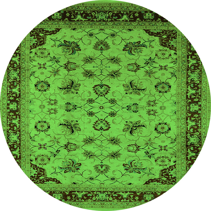 Round Oriental Green Industrial Rug, urb3226grn