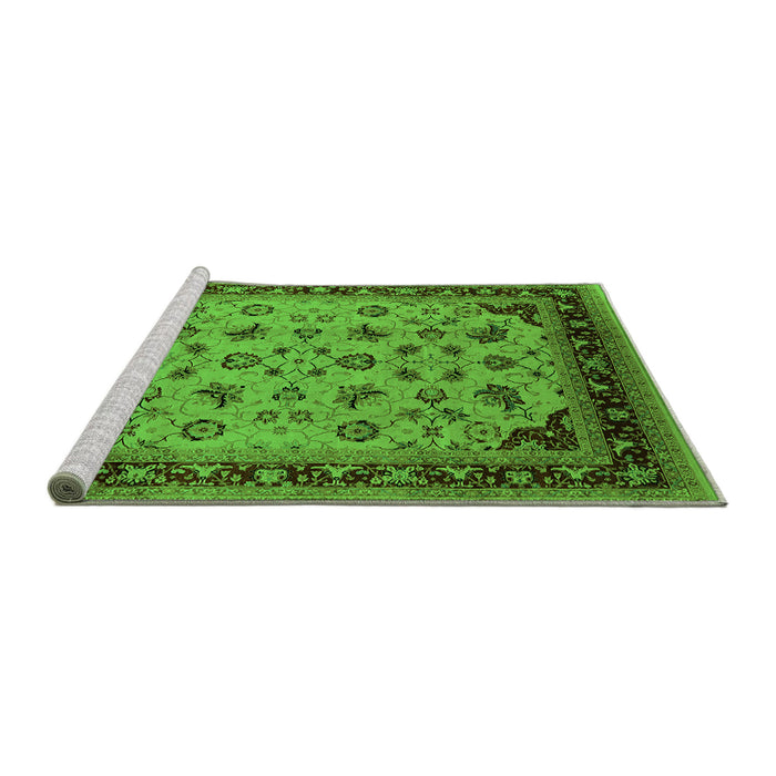 Sideview of Machine Washable Oriental Green Industrial Area Rugs, wshurb3226grn