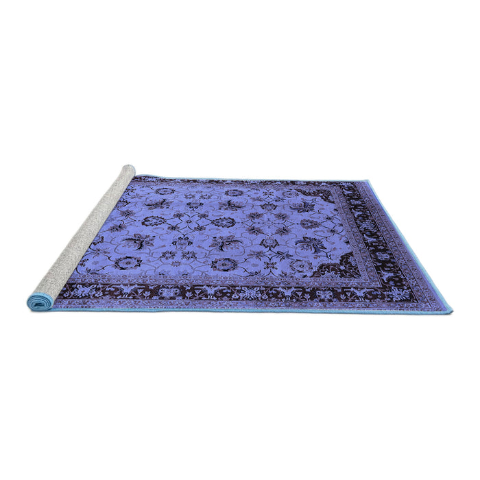 Sideview of Machine Washable Oriental Blue Industrial Rug, wshurb3226blu