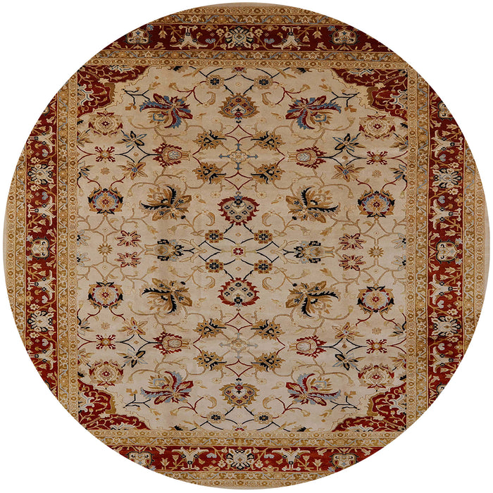 Round Mid-Century Modern Mahogany Brown Oriental Rug, urb3226