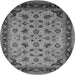 Round Machine Washable Oriental Gray Industrial Rug, wshurb3226gry