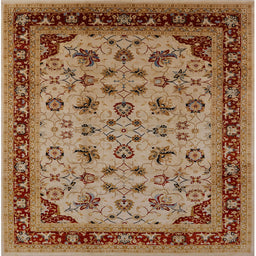 Square Mid-Century Modern Mahogany Brown Oriental Rug, urb3226