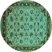 Round Oriental Turquoise Industrial Rug, urb3226turq