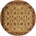 Round Oriental Brown Industrial Rug, urb3226brn