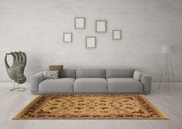 Machine Washable Oriental Brown Industrial Rug in a Living Room,, wshurb3226brn