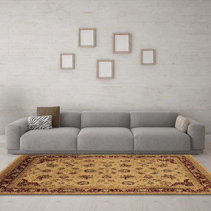 Machine Washable Oriental Brown Industrial Rug in a Living Room,, wshurb3226brn