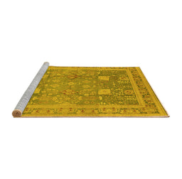 Sideview of Machine Washable Oriental Yellow Industrial Rug, wshurb3227yw