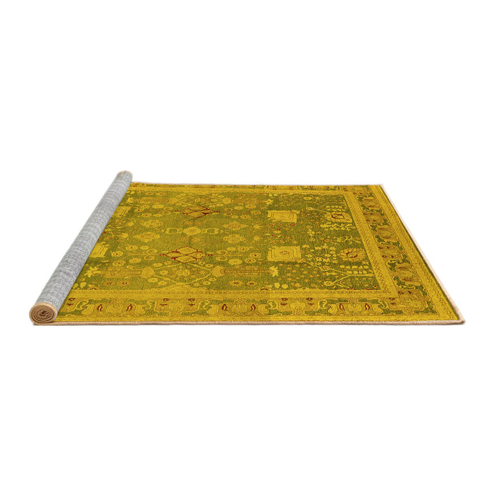 Sideview of Machine Washable Oriental Yellow Industrial Rug, wshurb3227yw