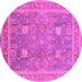 Round Oriental Pink Industrial Rug, urb3227pnk