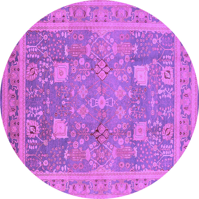 Round Machine Washable Oriental Purple Industrial Area Rugs, wshurb3227pur