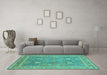 Machine Washable Oriental Turquoise Industrial Area Rugs in a Living Room,, wshurb3227turq