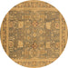 Round Oriental Brown Industrial Rug, urb3227brn