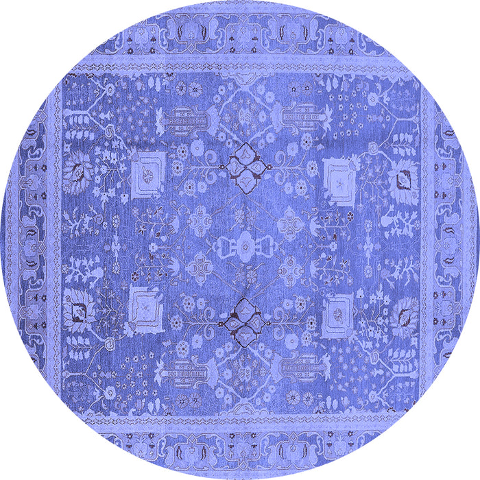 Round Oriental Blue Industrial Rug, urb3227blu