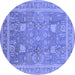 Round Oriental Blue Industrial Rug, urb3227blu