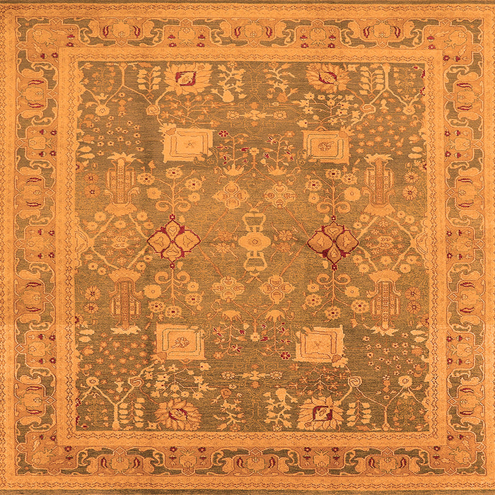 Square Oriental Orange Industrial Rug, urb3227org