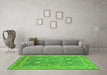 Machine Washable Oriental Green Industrial Area Rugs in a Living Room,, wshurb3227grn