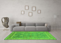 Machine Washable Oriental Green Industrial Rug, wshurb3227grn