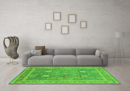 Machine Washable Oriental Green Industrial Area Rugs in a Living Room,, wshurb3227grn