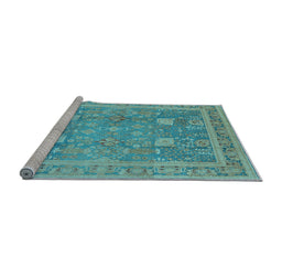 Sideview of Machine Washable Oriental Light Blue Industrial Rug, wshurb3227lblu
