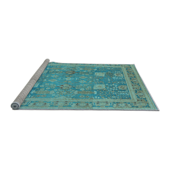Sideview of Machine Washable Oriental Light Blue Industrial Rug, wshurb3227lblu
