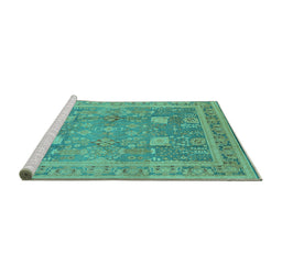 Sideview of Machine Washable Oriental Turquoise Industrial Area Rugs, wshurb3227turq