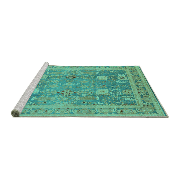 Sideview of Machine Washable Oriental Turquoise Industrial Area Rugs, wshurb3227turq